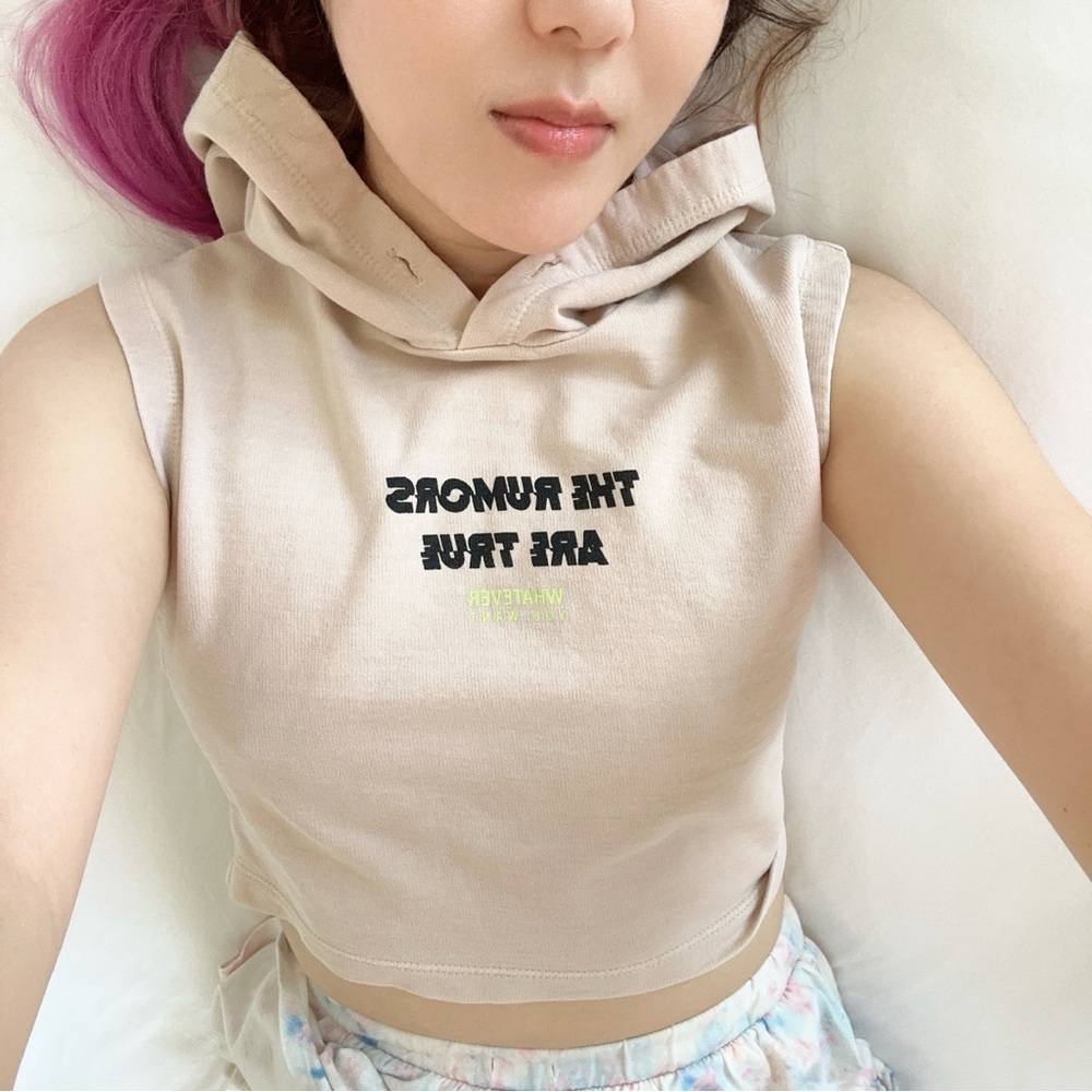 Bershka Light Beige Hoodie Crop 100% cotton